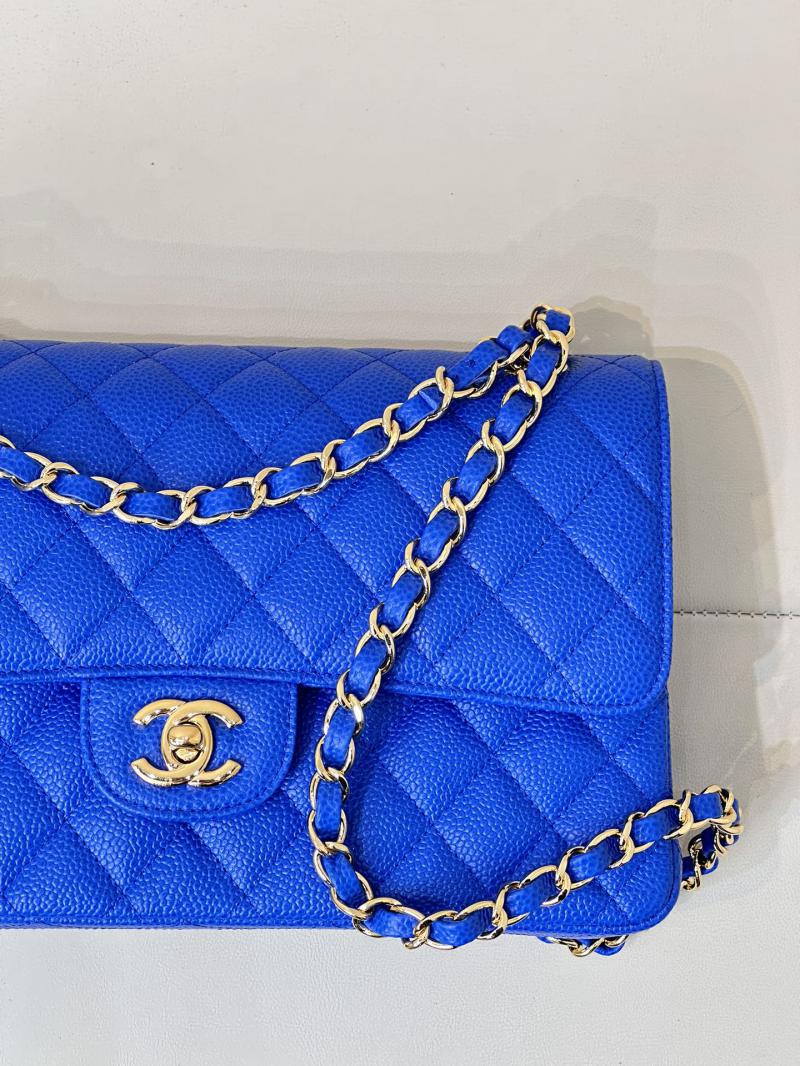 Medium Chanel Caviar Flap Bag A01112 Klein blue with Gold