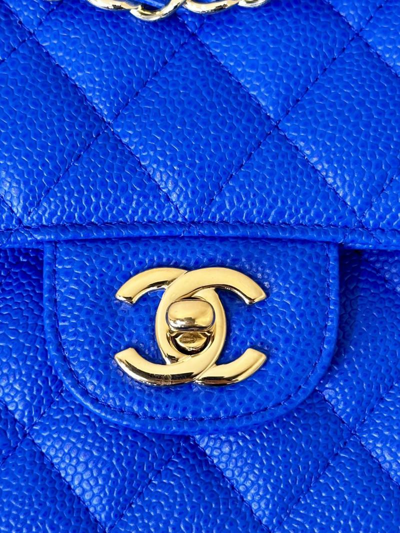 Medium Chanel Caviar Flap Bag A01112 Klein blue with Gold