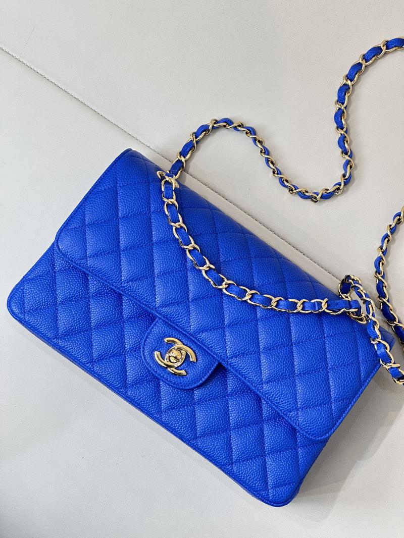 Medium Chanel Caviar Flap Bag A01112 Klein blue with Gold