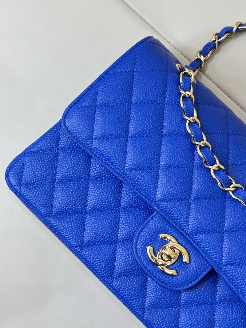 Medium Chanel Caviar Flap Bag A01112 Klein blue with Gold