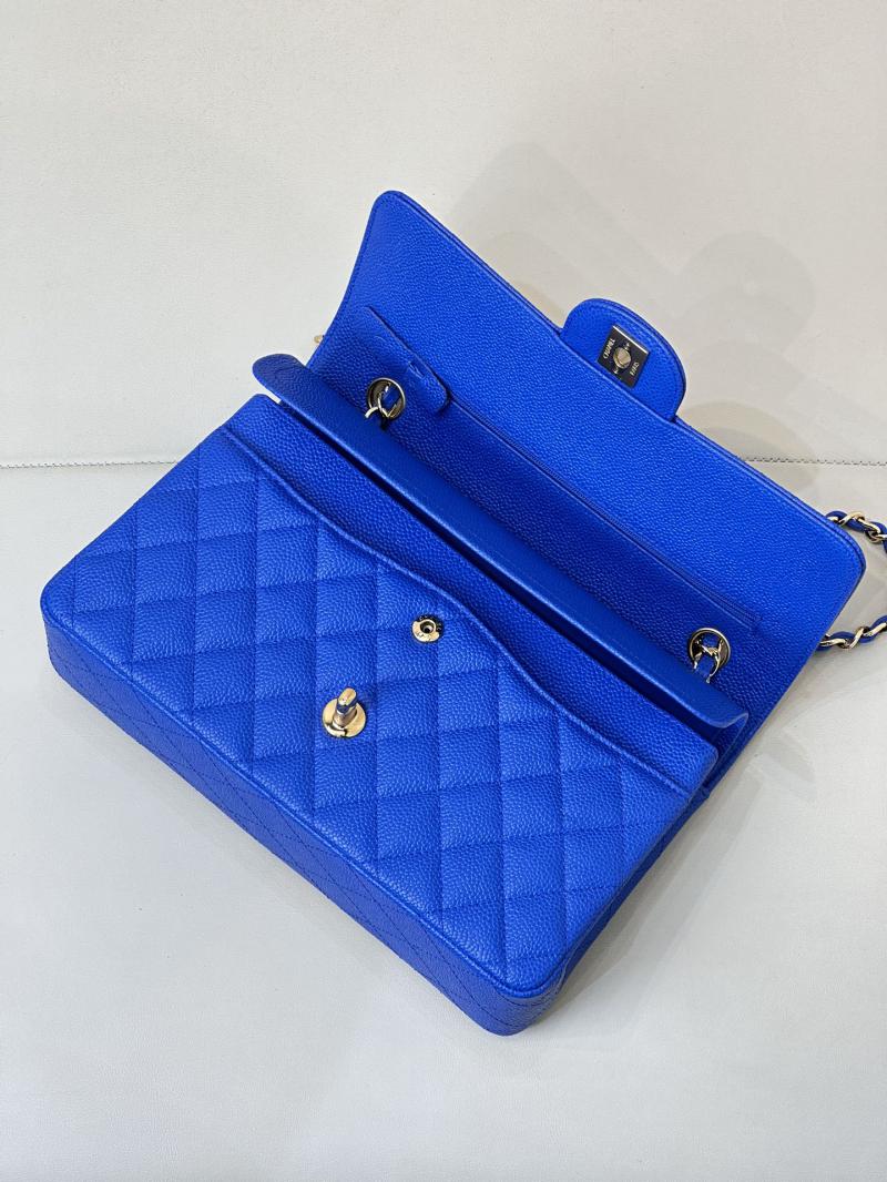 Medium Chanel Caviar Flap Bag A01112 Klein blue with Gold