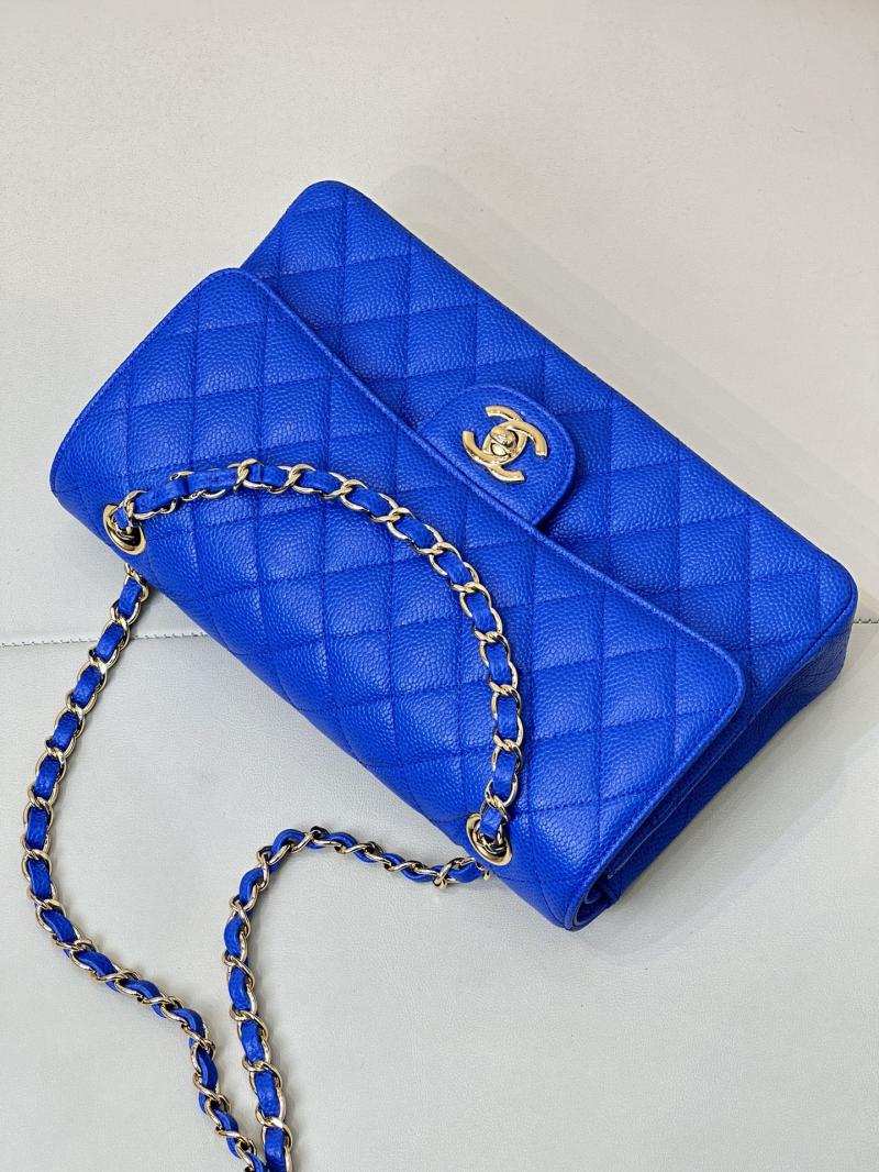 Medium Chanel Caviar Flap Bag A01112 Klein blue with Gold