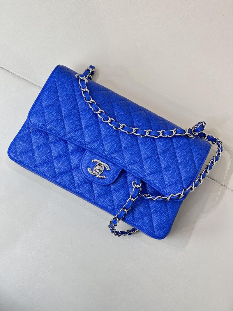 Medium Chanel Caviar Flap Bag A01112 Klein blue with Silver