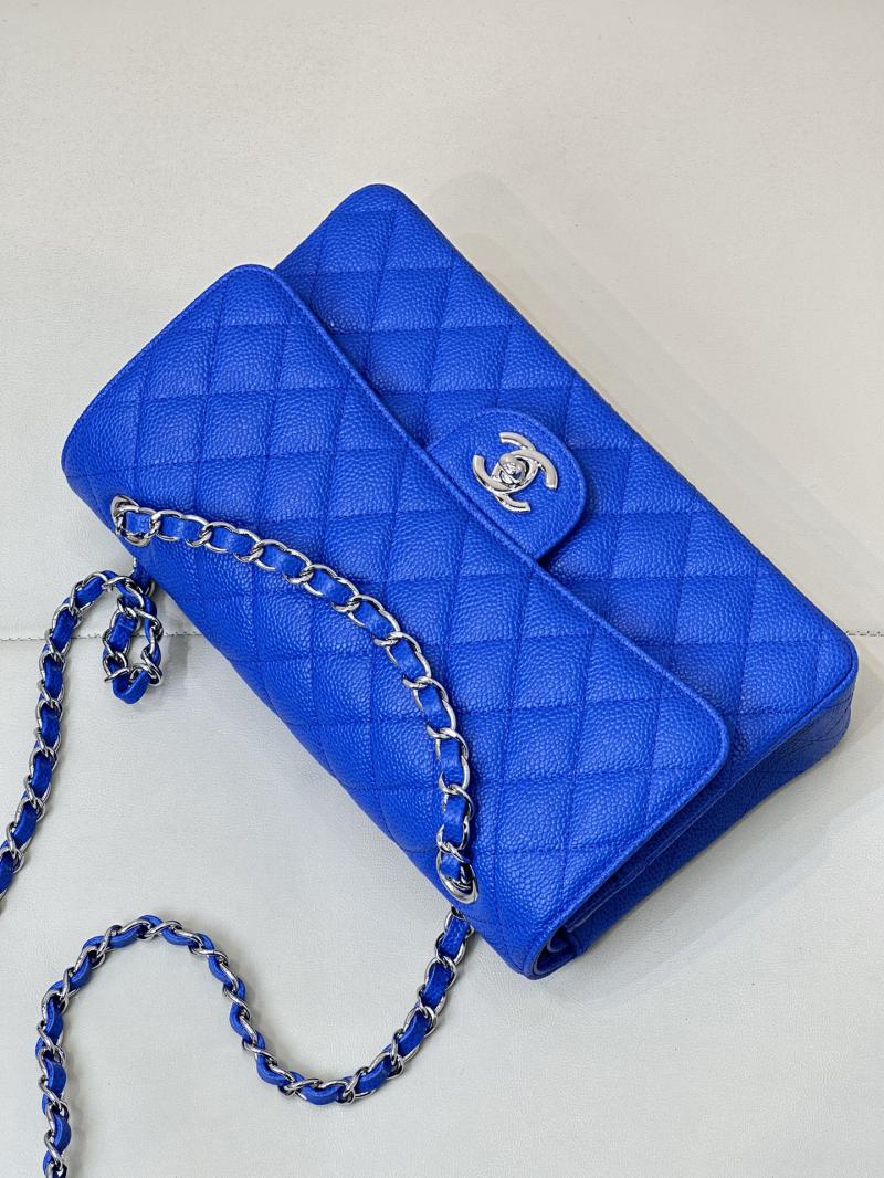 Medium Chanel Caviar Flap Bag A01112 Klein blue with Silver