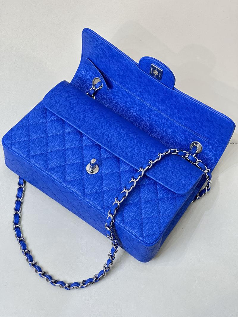 Medium Chanel Caviar Flap Bag A01112 Klein blue with Silver