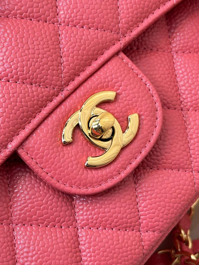 Medium Chanel Caviar Flap Bag A01112 Peach with Gold