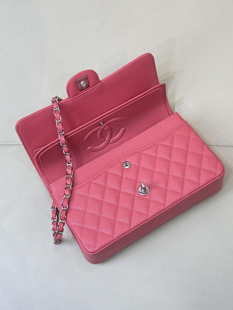 Medium Chanel Caviar Flap Bag A01112 Peach with Silver