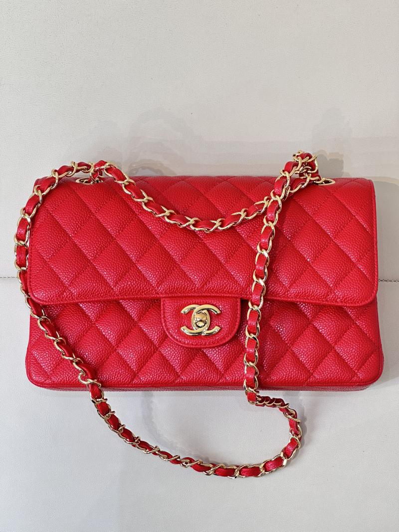 Medium Chanel Caviar Flap Bag A01112 Red with Gold