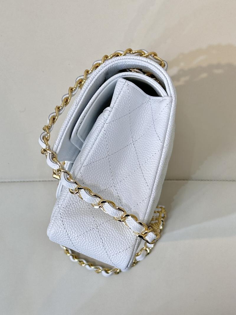 Medium Chanel Caviar Flap Bag A01112 White with Gold