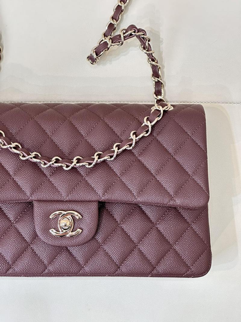 Medium Chanel Grained Calfskin Flap Bag A01112 Chocolate