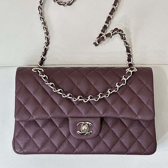 Medium Chanel Grained Calfskin Flap Bag A01112 Chocolate