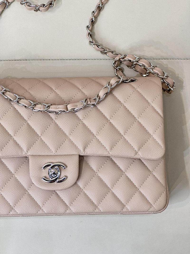 Medium Chanel Grained Calfskin Flap Bag A01112 Nude