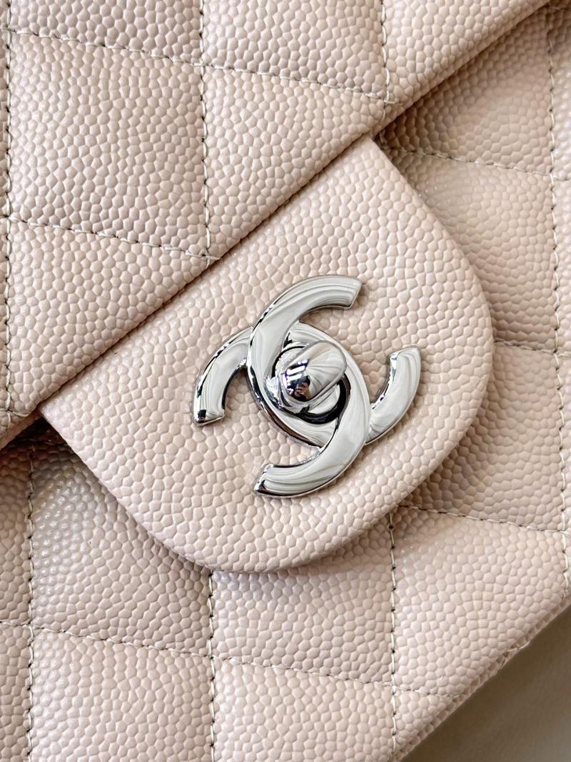 Medium Chanel Grained Calfskin Flap Bag A01112 Nude