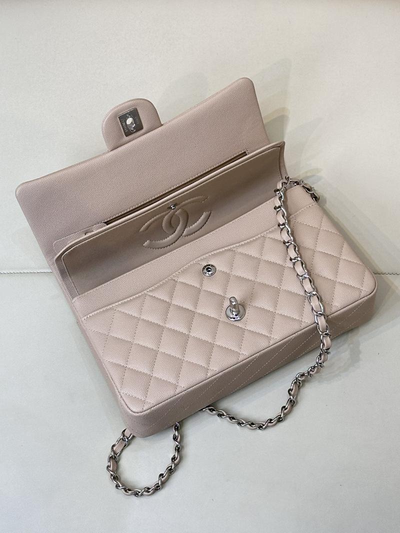 Medium Chanel Grained Calfskin Flap Bag A01112 Nude