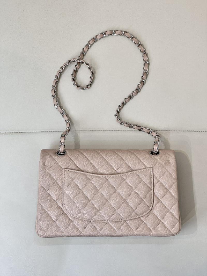 Medium Chanel Grained Calfskin Flap Bag A01112 Nude