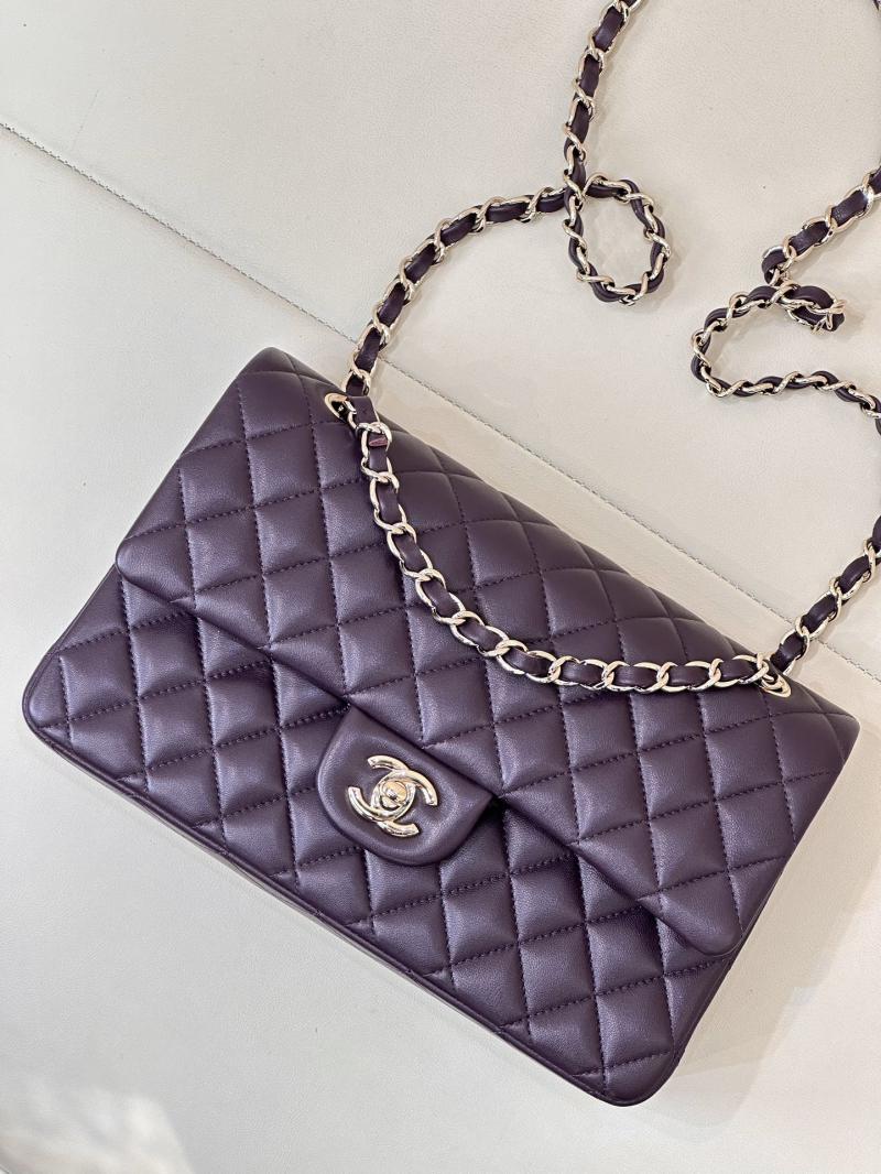 Medium Chanel Lambskin Flap Bag A01112 Dark Purple