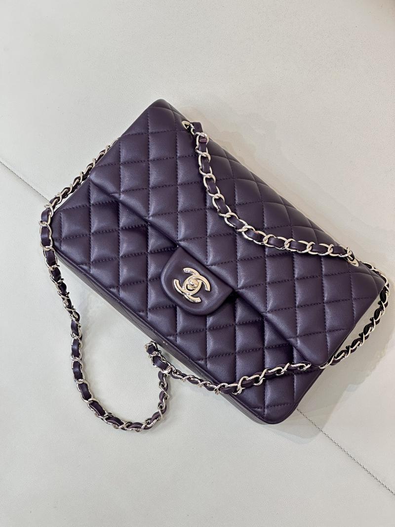 Medium Chanel Lambskin Flap Bag A01112 Dark Purple