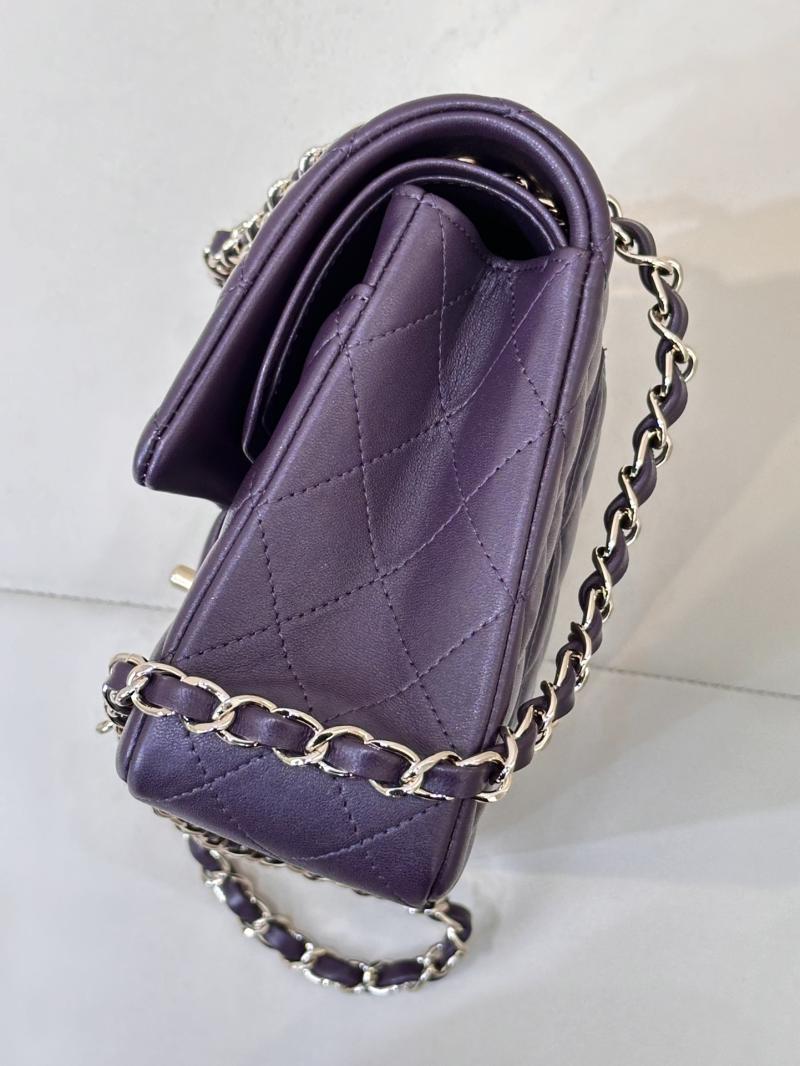 Medium Chanel Lambskin Flap Bag A01112 Dark Purple