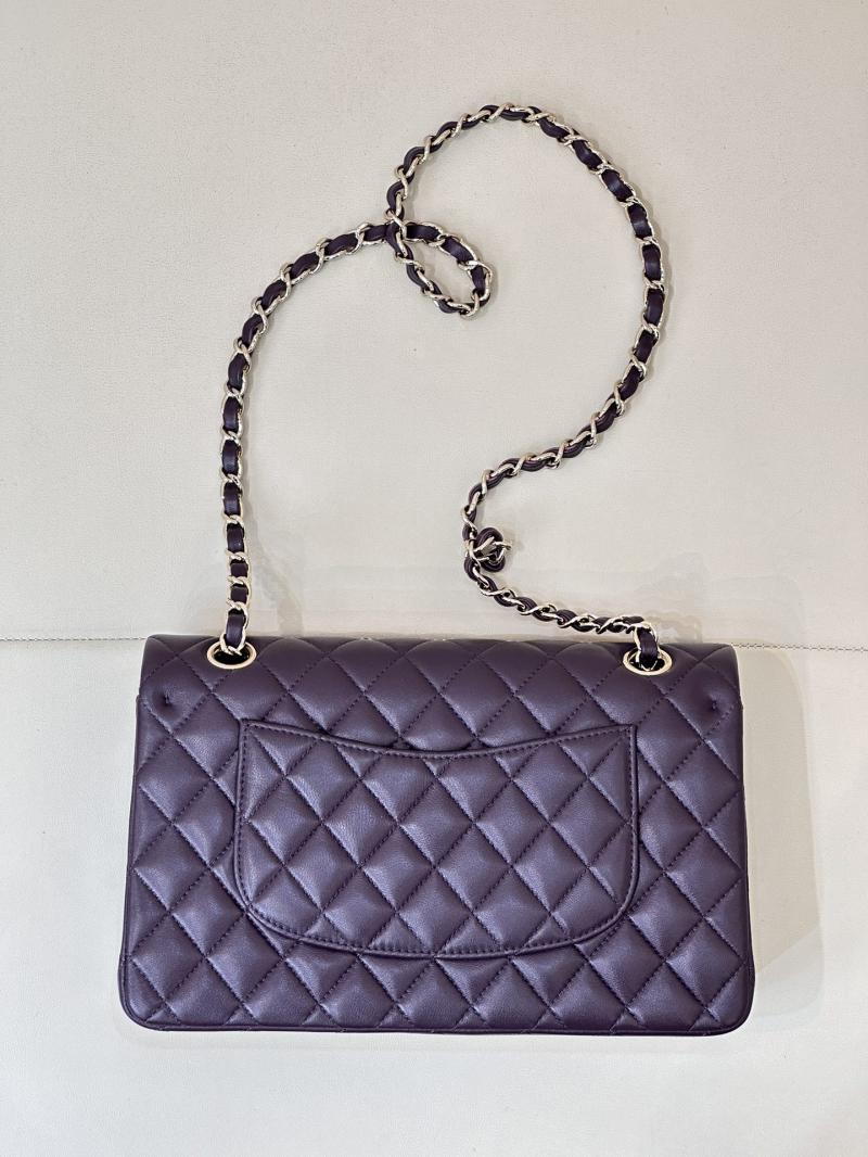 Medium Chanel Lambskin Flap Bag A01112 Dark Purple