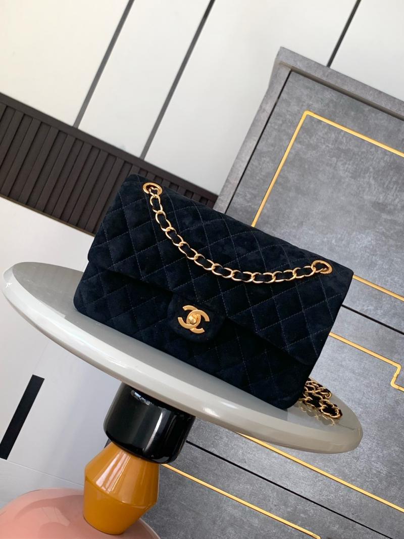 Medium Chanel Suede Flap Bag A01112 Black