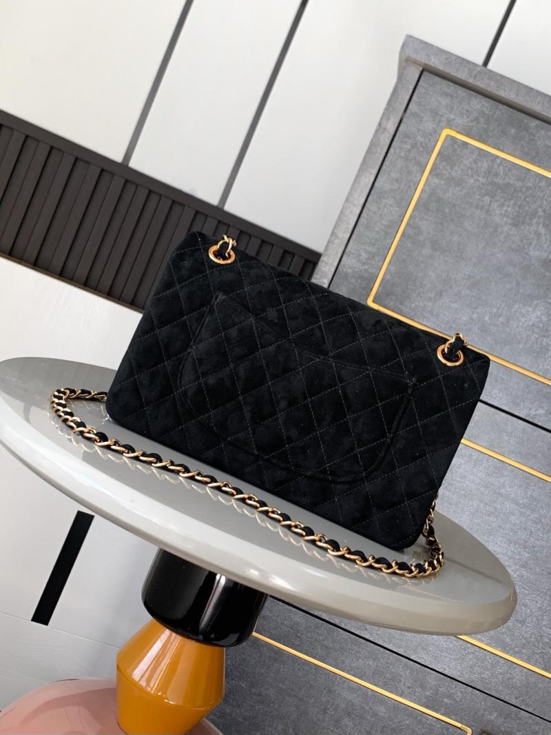 Medium Chanel Suede Flap Bag A01112 Black