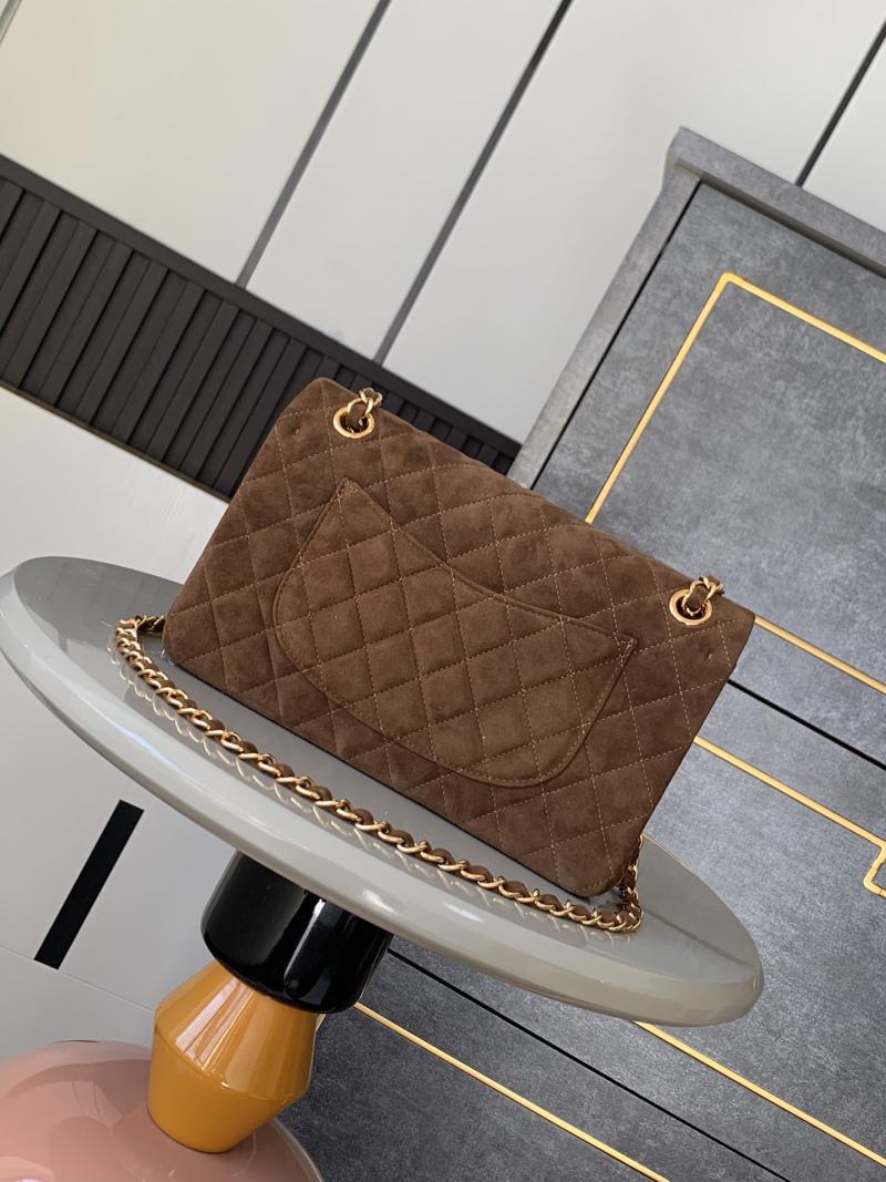 Medium Chanel Suede Flap Bag A01112 Brown