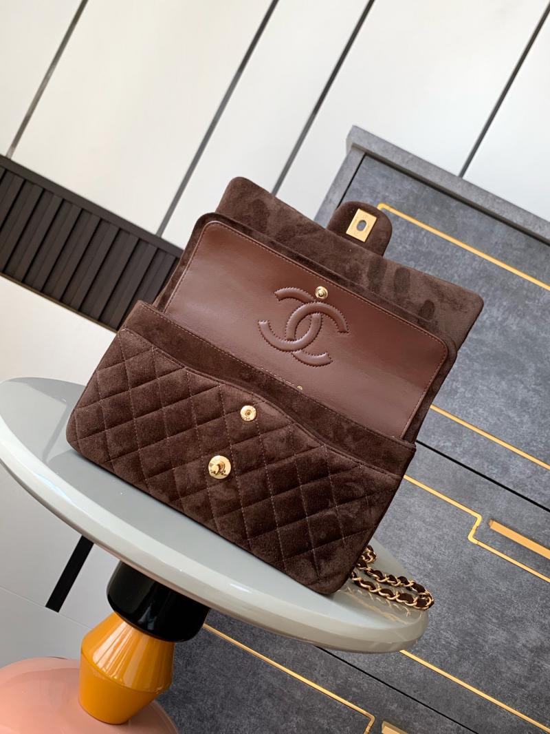 Medium Chanel Suede Flap Bag A01112 Coffee