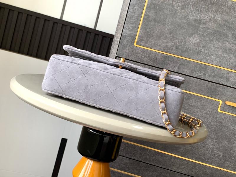 Medium Chanel Suede Flap Bag A01112 Grey