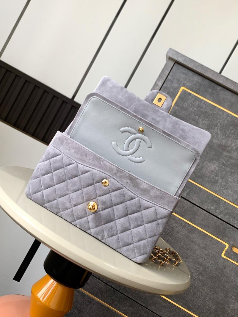 Medium Chanel Suede Flap Bag A01112 Grey