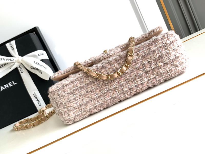 Medium Chanel Tweed Flap Bag A01112 Light Pink