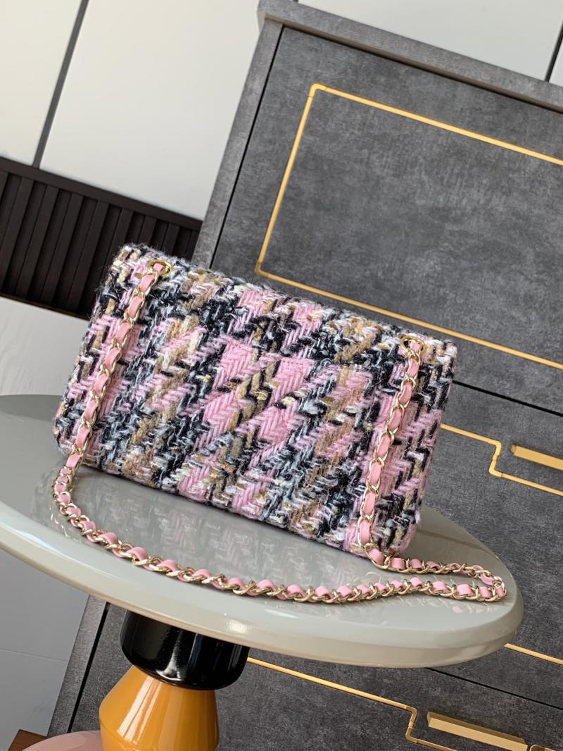 Medium Chanel Tweed Flap Bag A01112 Pink