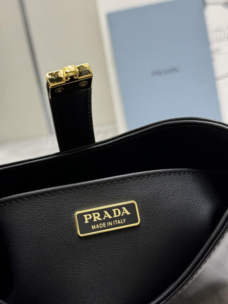 Prada Cleo brushed leather shoulder bag 1BC169 Black