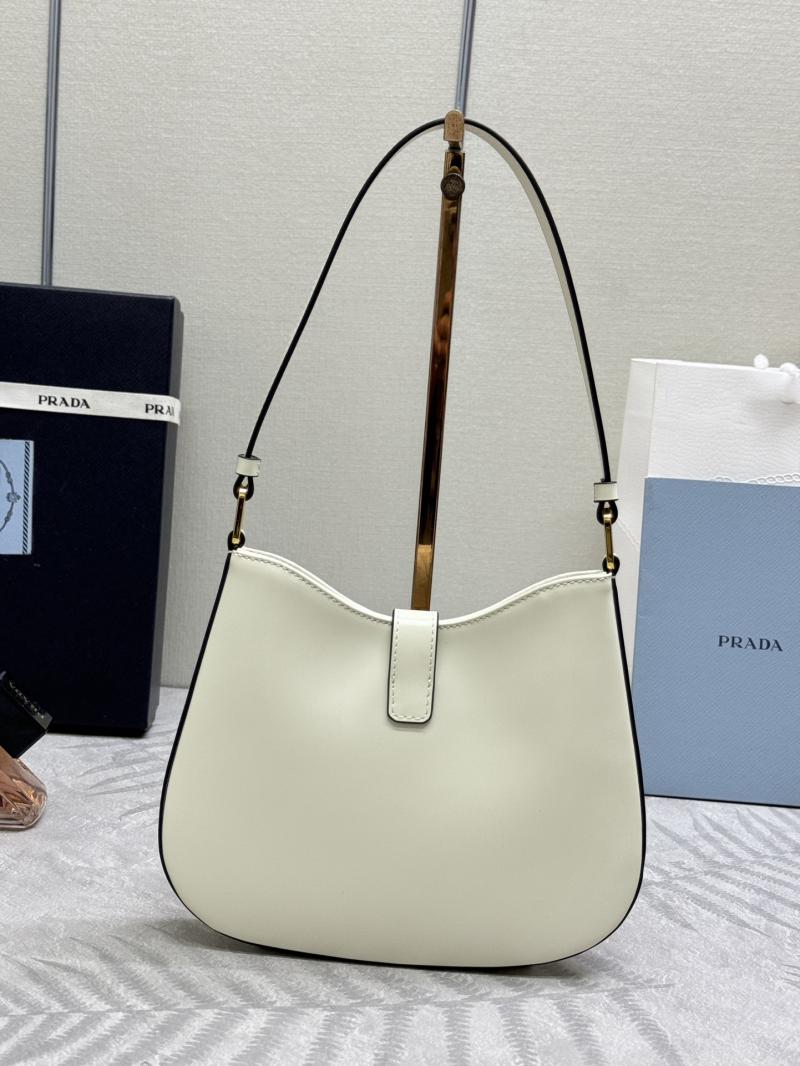 Prada Cleo brushed leather shoulder bag 1BC169 White