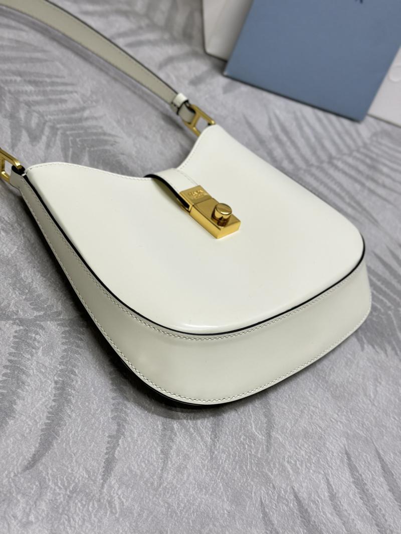 Prada Cleo brushed leather shoulder bag 1BC169 White