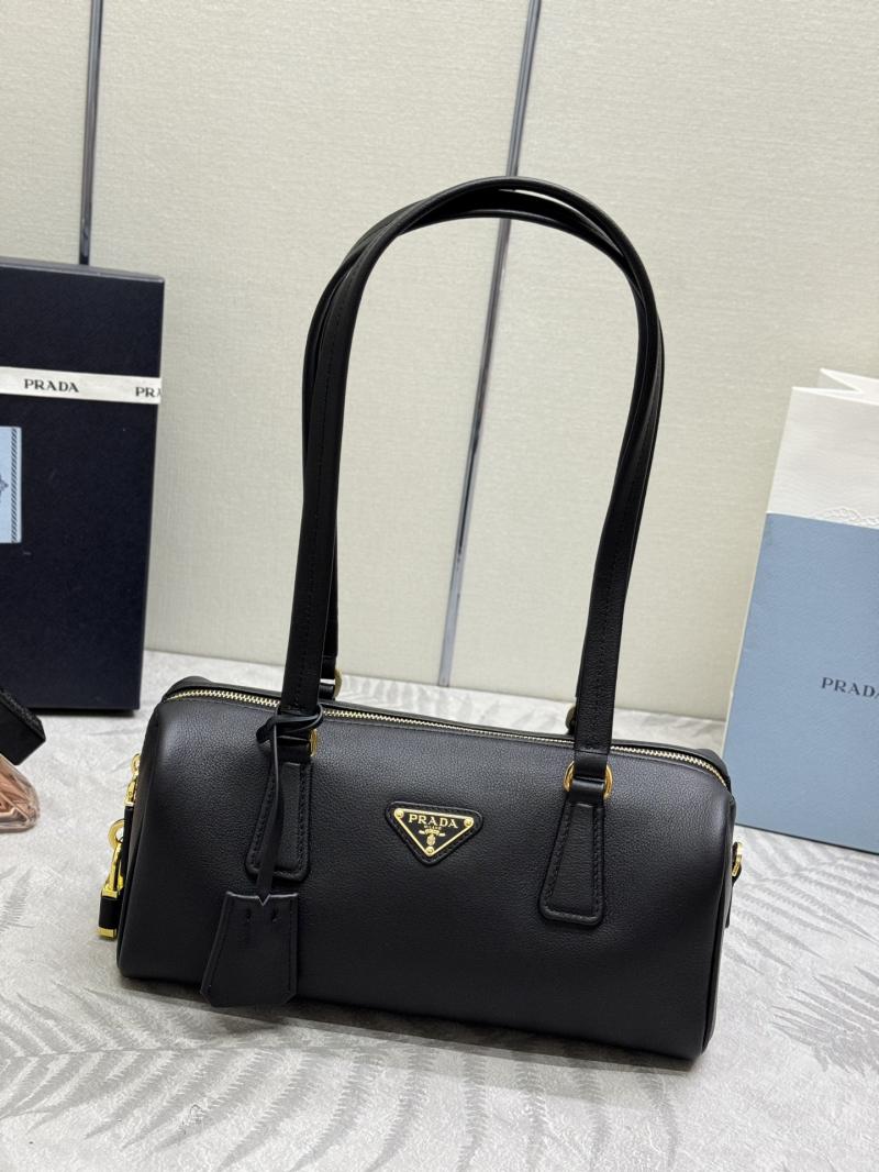 Prada Medium leather top-handle bag 1BB127 Black