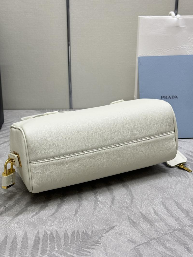 Prada Medium leather top-handle bag 1BB127 White