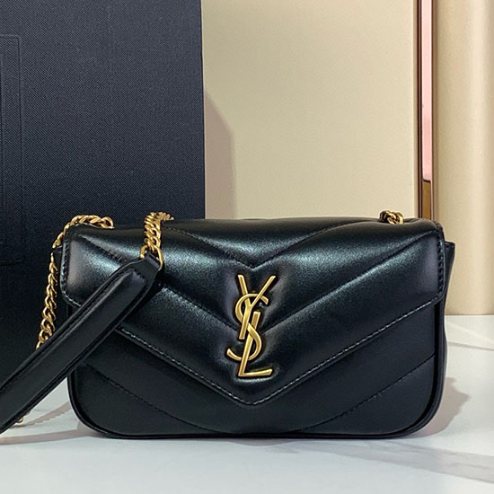 Saint Laurent Lambskin Loulou Mini Bag Black 821749