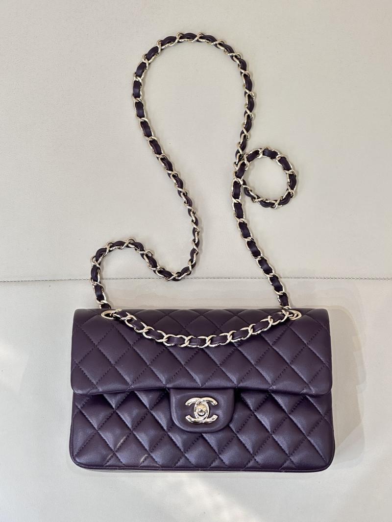 Small Chanel Lambskin Flap Bag A01117 Dark Purple