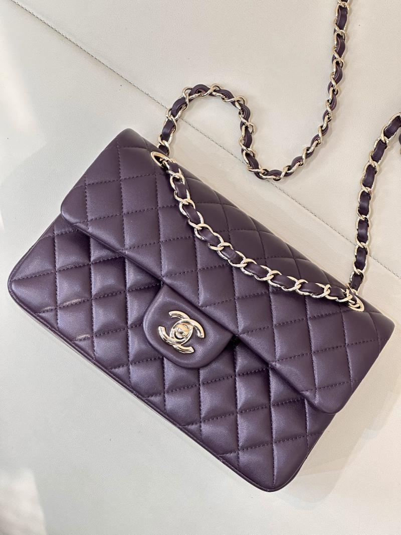 Small Chanel Lambskin Flap Bag A01117 Dark Purple