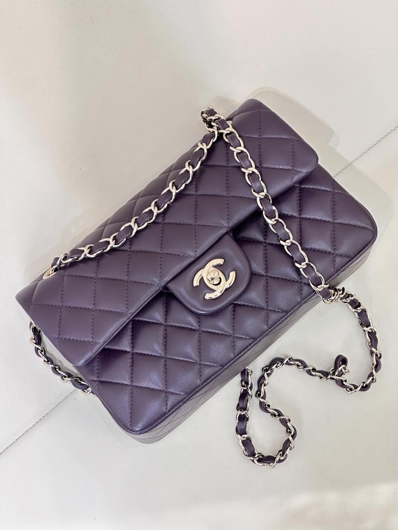 Small Chanel Lambskin Flap Bag A01117 Dark Purple