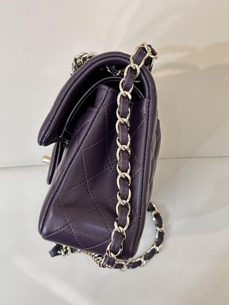 Small Chanel Lambskin Flap Bag A01117 Dark Purple