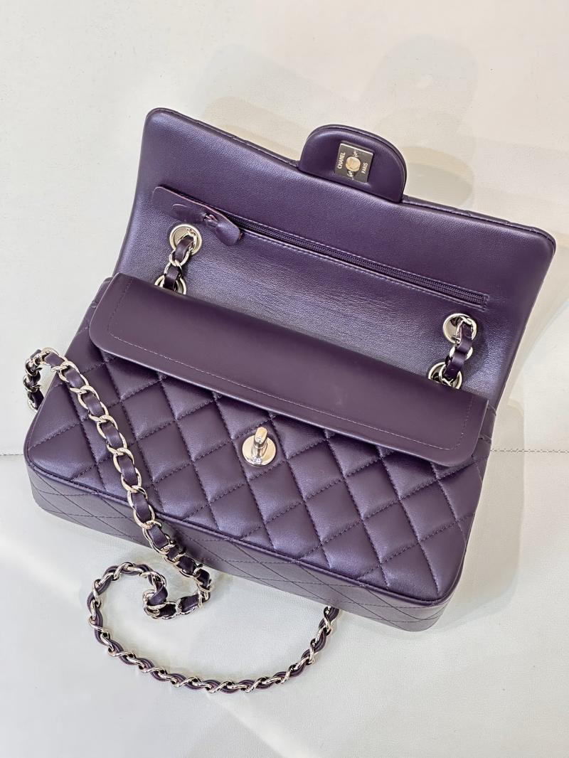 Small Chanel Lambskin Flap Bag A01117 Dark Purple