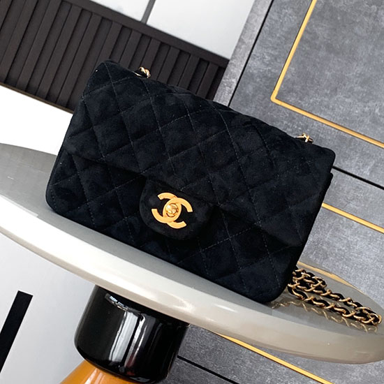 Small Chanel Suede Flap Bag A01116 Black