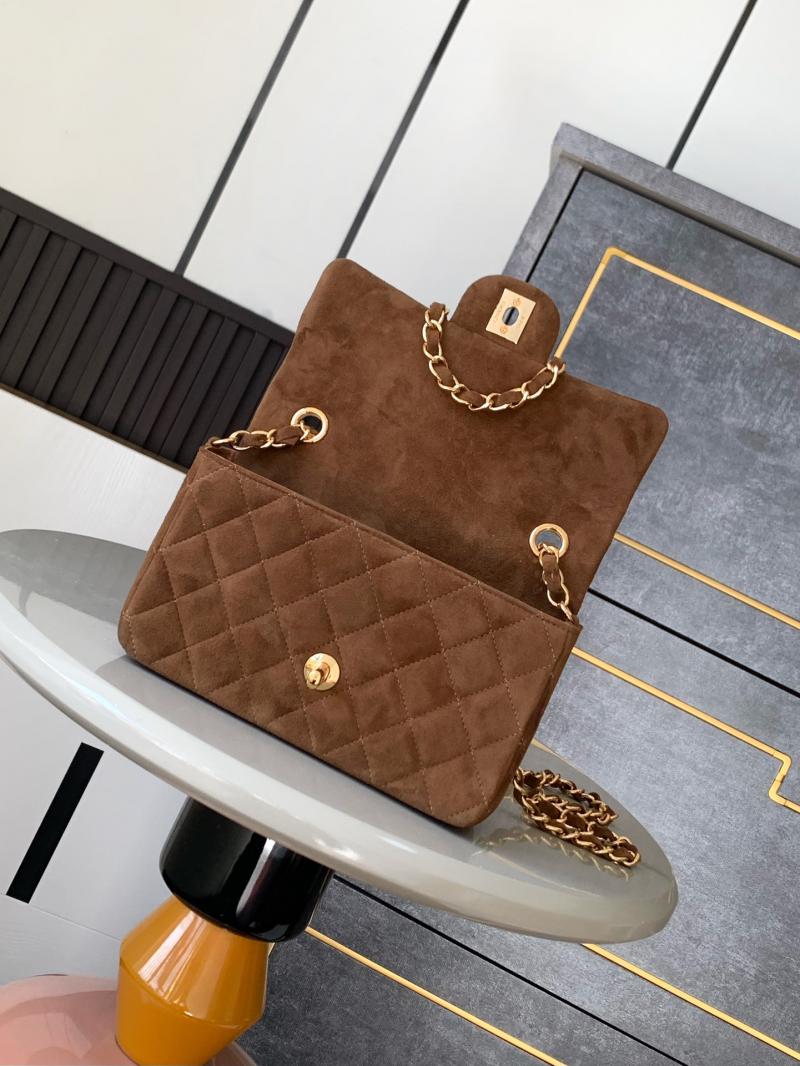 Small Chanel Suede Flap Bag A01116 Brown