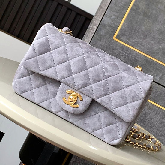 Small Chanel Suede Flap Bag A01116 Grey