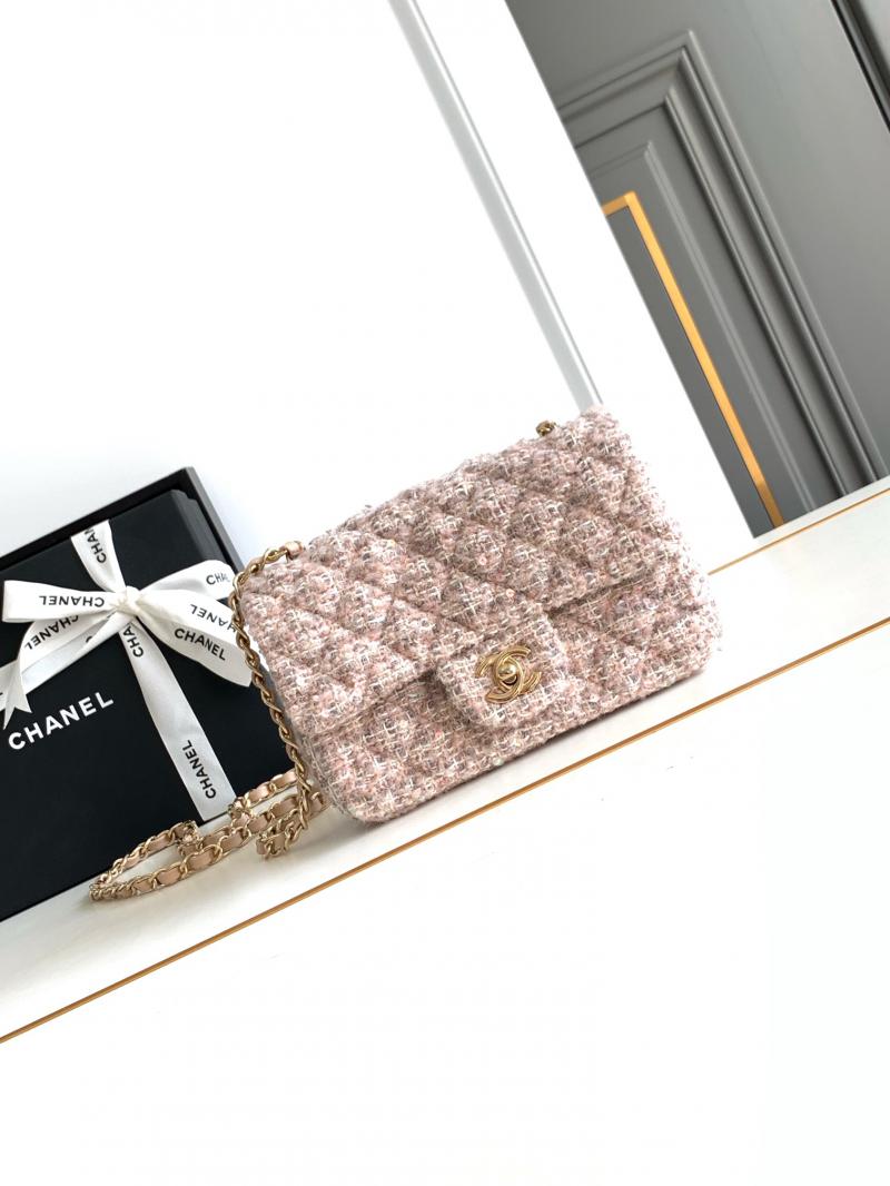 Small Chanel Tweed Flap Bag A01116 Light Pink