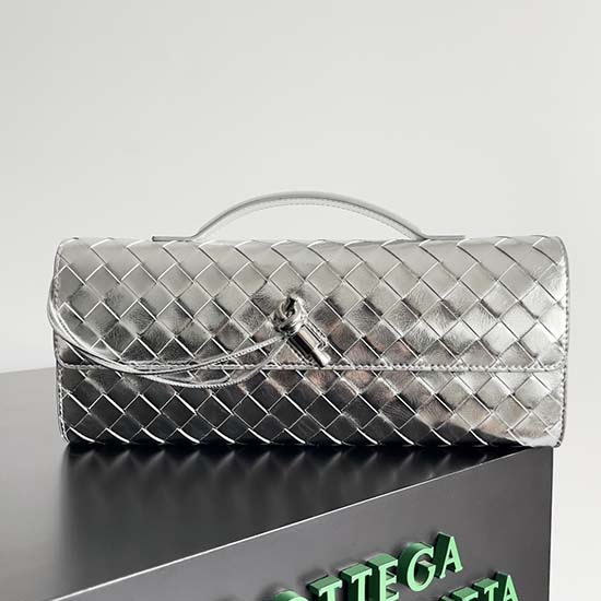 Bottega Veneta Andiamo Clutch 741511 Silver