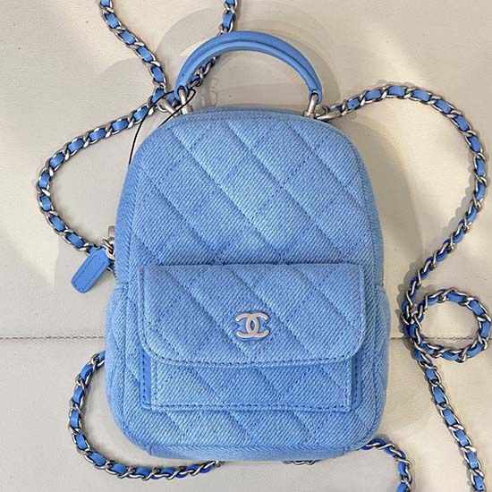 Chanel Denim Mini Backpack Blue AP3753