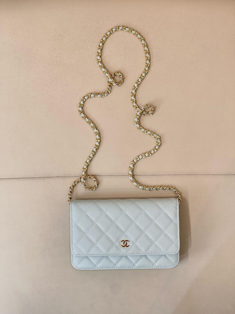 Chanel WOC Chain Wallet AP0250 Light Green with Gold