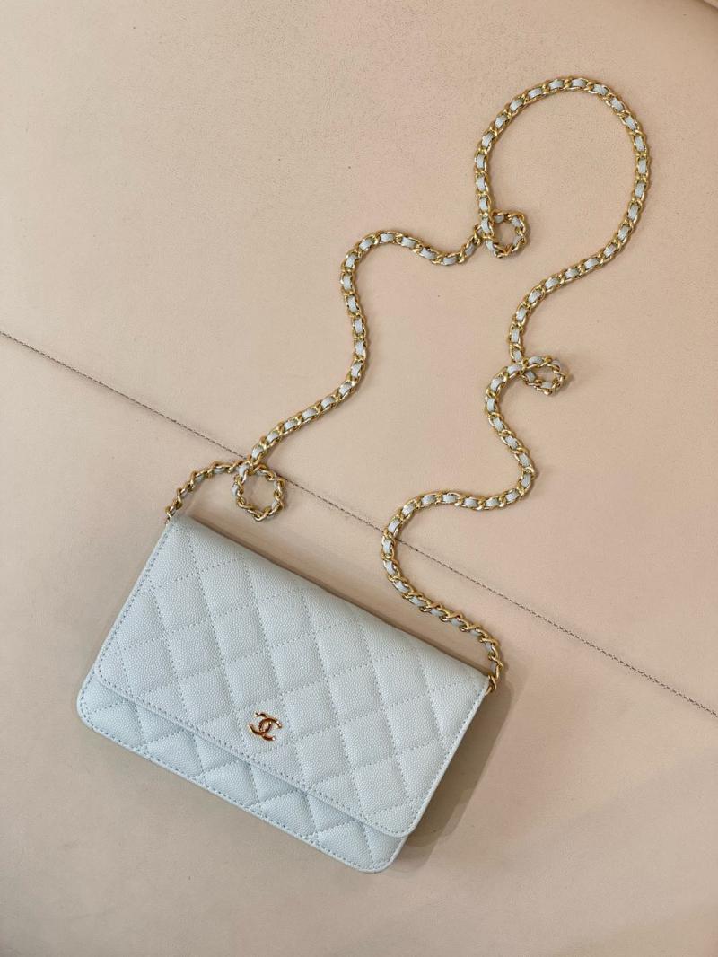 Chanel WOC Chain Wallet AP0250 Light Green with Gold